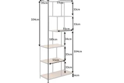 Industrial Bücherregal SLIM LINE 185cm Wildeiche schwarz sechs Regalböden