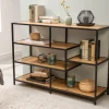 Industrial Bücherregal SLIM LINE 114cm Wildeiche schwarz fünf Regalböden