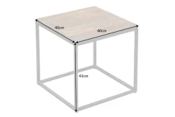 Industrial Beistelltisch BARRACUDA 40cm recyceltes Massivholz mit geflexten Beinen