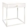 Industrial Beistelltisch SLIM LINE 50cm weiß Metall mit Schublade Nachttisch