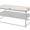 Industrial Couchtisch APARTMENT 95cm Massivholz Eiche geölt mit Ablage Metallgestell schwarz