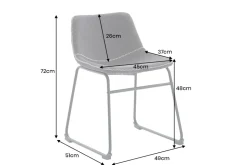 Industrial Design Stuhl DJANGO grau Cord mit Metallgestell