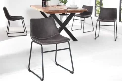 Industrial Design Stuhl DJANGO vintage grau mit Eisengestell