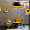 Industrial Design Tischlampe STUDIO 40cm schwarz Blattgold-Optik neigbarer Schirm