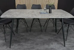 Industrial Esstisch APARTMENT 140cm grau Beton-Design schwarzes Metallgestell