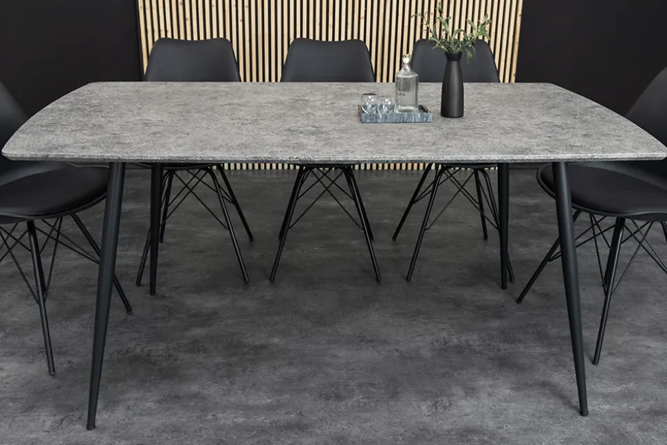 Industrial Esstisch APARTMENT 120cm grau Beton-Design schwarzes Metallgestell
