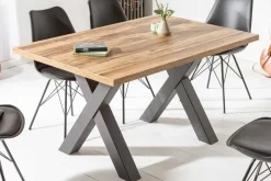 Industrial Esstisch MONTREAL 140cm natur schwarz Eichenholz-Design X-Gestell