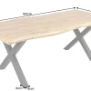 Industrial Esstisch WILD 160cm braun Wildeiche-Design Baumkante schwarz X-Gestell