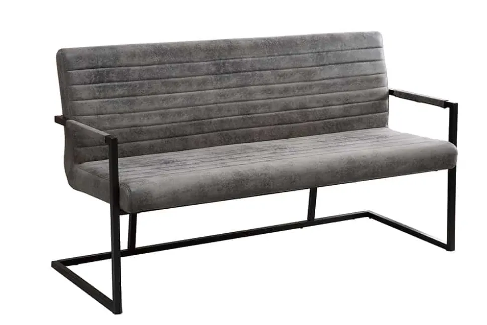 Industrial Freischwinger Bank LOFT 160cm vintage grau mit Armlehne