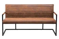 Industrial Freischwinger Bank LOFT 160cm vintage braun mit Armlehne