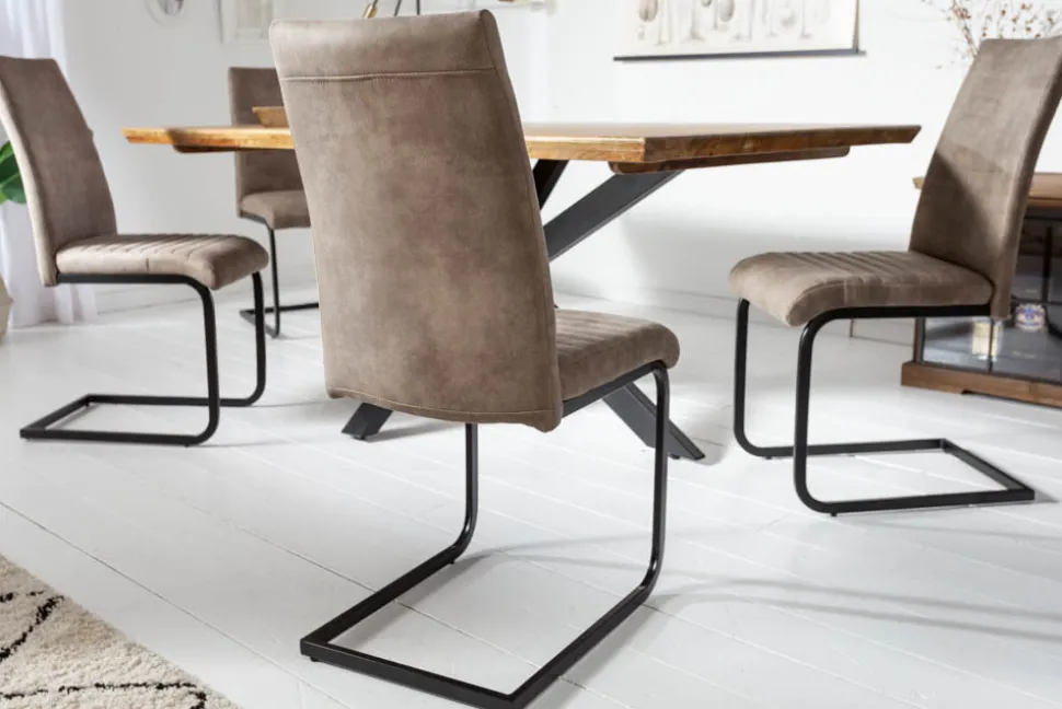 Industrial Freischwinger Stuhl APARTMENT antik taupe mit Metallgestell