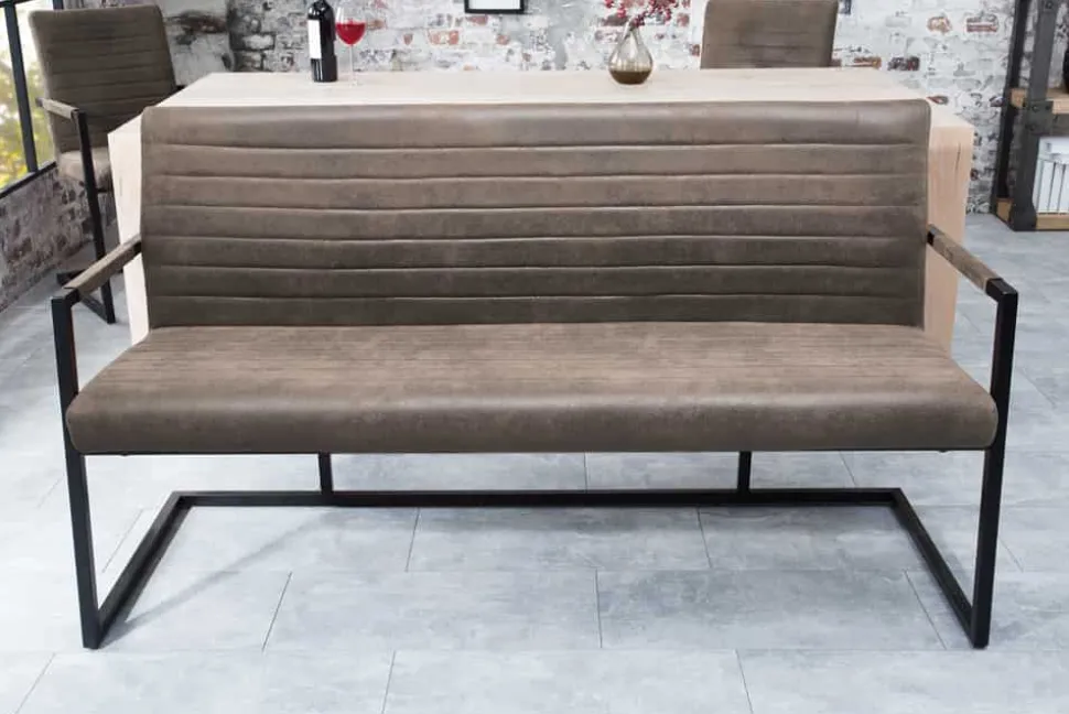 Industrial Freischwinger Bank LOFT 160cm taupe mit Armlehne