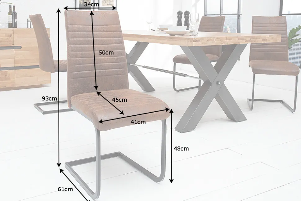 Industrial Freischwinger Stuhl APARTMENT antik braun mit Metallgestell