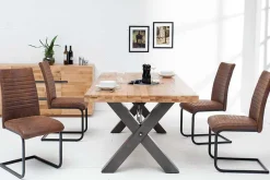 Industrial Freischwinger Stuhl APARTMENT antik braun mit Metallgestell