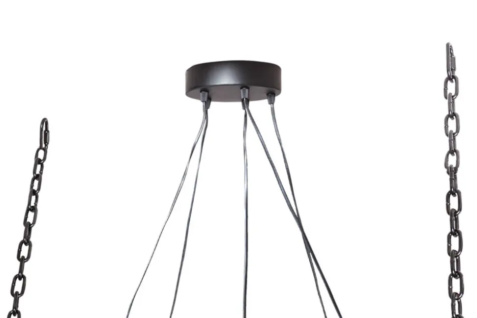 Industrial Hängelampe BARRACUDA 152cm recyceltes Massivholz mit 5 Leuchten