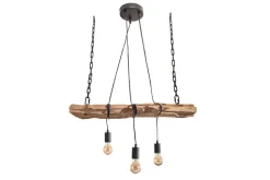 Industrial Hängelampe BARRACUDA 70cm recyceltes Massivholz mit 3 Leuchten