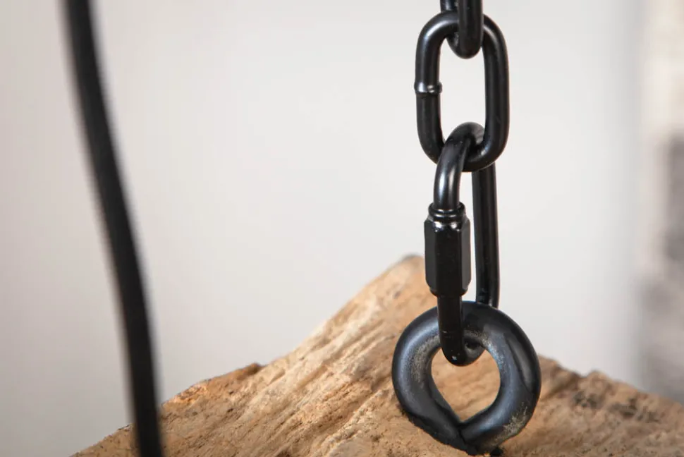 Industrial Hängelampe BARRACUDA 70cm recyceltes Massivholz mit 3 Leuchten