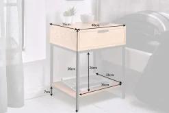 Industrial Nachttisch ELEMENTS 40cm Eiche Beistelltisch mit Schublade