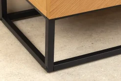 Industrial Sideboard GRANDEZZA 180cm natur Eiche schwarz Metall viel Stauraum