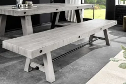 Industrial Sitzbank FINCA 200cm grau Pinie recyceltes Massivholz Eisen