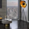 Industrial Stehlampe STUDIO 150cm schwarz Blattgold-Optik neigbarer Schirm