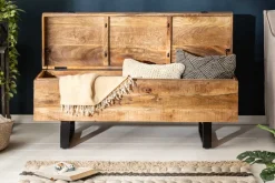 Industrial Truhenbank FACTORY LOFT 115cm Mangoholz natur Sitzbank