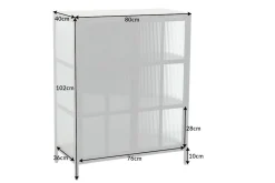 Industrial Vitrine DURA STEEL 80cm schwarz Metall Riffelglas