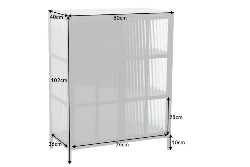 Industrial Vitrine DURA STEEL 80cm schwarz Metall Riffelglas