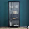 Industrial Vitrine DURA STEEL 180cm schwarz Metall Riffelglas Highboard
