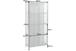 Industrial Vitrine DURA STEEL 180cm schwarz Metall Riffelglas Highboard