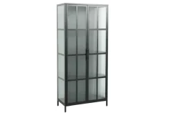Industrial Vitrine DURA STEEL 180cm schwarz Metall Riffelglas Highboard