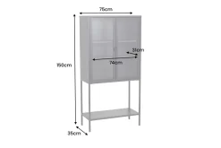 Industrial Vitrine DURA STEEL 150cm schwarz Metall Glas Highboard