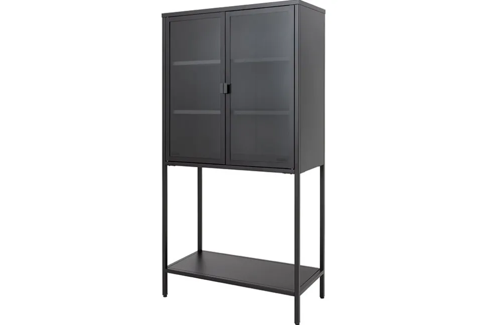 Industrial Vitrine DURA STEEL 150cm schwarz Metall Glas Highboard