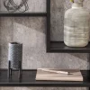 Industrial Wandregal SLIM LINE 90cm Esche schwarz fünf Regalböden