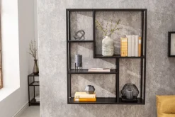 Industrial Wandregal SLIM LINE 90cm Esche schwarz fünf Regalböden