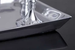 Kerzenständer MODERN BAROCK 30cm 7-flammig silber Aluminium poliert Kerzenhalter Deko-Platte