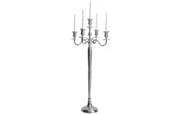 Kerzenständer MODERN BAROCK 120cm silber 5-armig Lüster Aluminium poliert Kerzenhalter