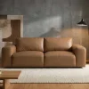 Komfortables Sofa BIG GEORGE 205cm cognac Echtleder Taschenfederkern 2-Sitzer Couch