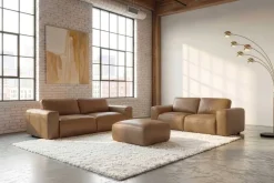 Komfortables Sofa BIG GEORGE 205cm cognac Echtleder Taschenfederkern 2-Sitzer Couch