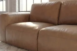 Komfortables Sofa BIG GEORGE 205cm cognac Echtleder Taschenfederkern 2-Sitzer Couch