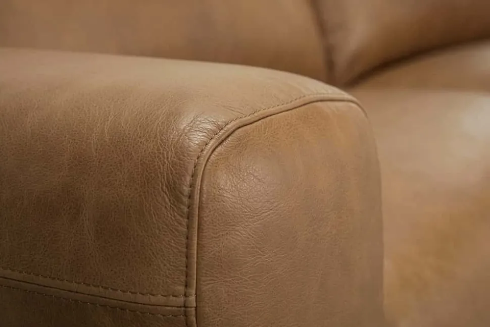 Komfortables Sofa BIG GEORGE 205cm cognac Echtleder Taschenfederkern 2-Sitzer Couch