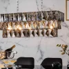 Luxus Hängelampe KRISTALL 90cm edelgrau Design Kronleuchter Glasprismen