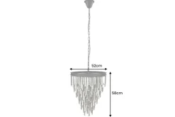 Luxus Kronleuchter KRISTALL 50cm grau mit Glasprismen schwarz Eisen Hängelampe