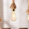 Maritime Hängeleuchte SEVEN SEAS 110cm Massivholz Seil Deckenlampe 5 Leuchten
