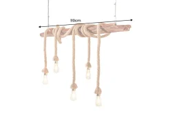 Maritime Hängeleuchte SEVEN SEAS 110cm Massivholz Seil Deckenlampe 5 Leuchten
