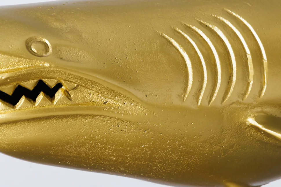 Maritime Skulptur HAI 103cm gold handmade Metall Design Haifisch