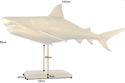 Maritime Skulptur HAI 103cm gold handmade Metall Design Haifisch