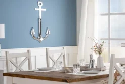 Maritime Wanddekoration SEVEN SEAS 70cm silber 3D Anker