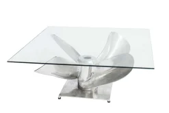 Maritimer Couchtisch OCEAN L 85cm silber antik Schiffsschraube mit Glasplatte