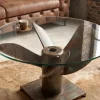 Maritimer Couchtisch OCEAN M 60cm kupfer geflammt rund Schiffsschraube Glasplatte